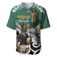 New Zealand South Africa Rugby Custom Baseball Jersey Springboks Kente All Black Maori Together LT14 Green - Polynesian Pride