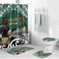 New Zealand South Africa Rugby Bathroom Set Springboks Kente All Black Maori Together LT14 Bathroom Set (4 pcs) Green - Polynesian Pride