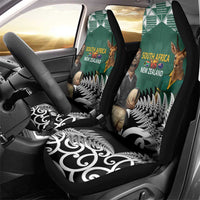 New Zealand South Africa Rugby Car Seat Cover Springboks Kente All Black Maori Together - Polynesian Pride