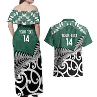 New Zealand South Africa Rugby Custom Couples Matching Off Shoulder Maxi Dress and Hawaiian Shirt Springboks Kente All Black Maori Together LT14 - Polynesian Pride