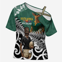 New Zealand South Africa Rugby Custom Cross Shoulder Shirt Springboks Kente All Black Maori Together - Polynesian Pride