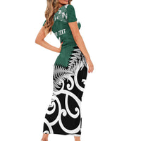 New Zealand South Africa Rugby Custom Family Matching Short Sleeve Bodycon Dress and Hawaiian Shirt Springboks Kente All Black Maori Together LT14 - Polynesian Pride