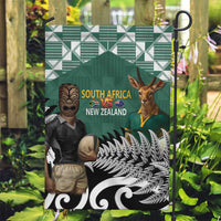 New Zealand South Africa Rugby Garden Flag Springboks Kente All Black Maori Together LT14 Garden Flag Green - Polynesian Pride