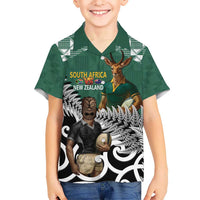 New Zealand South Africa Rugby Custom Hawaiian Shirt Springboks Kente All Black Maori Together LT14 - Polynesian Pride