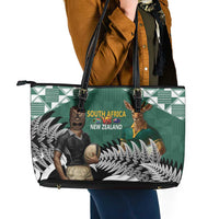 New Zealand South Africa Rugby Leather Tote Bag Springboks Kente All Black Maori Together LT14 - Polynesian Pride
