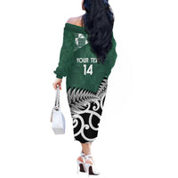 New Zealand South Africa Rugby Custom Off The Shoulder Long Sleeve Dress Springboks Kente All Black Maori Together LT14 - Polynesian Pride