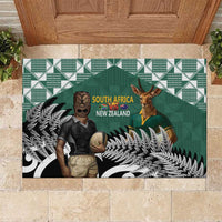 New Zealand South Africa Rugby Rubber Doormat Springboks Kente All Black Maori Together LT14 Green - Polynesian Pride