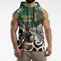 New Zealand South Africa Rugby Custom Sleeveless Hoodie Springboks Kente All Black Maori Together LT14 - Polynesian Pride