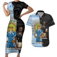 New Zealand Argentina Rugby Custom Couples Matching Short Sleeve Bodycon Dress and Hawaiian Shirt 2025 Los Pumas All Black Together - Polynesian Pride