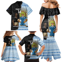New Zealand Argentina Rugby Custom Family Matching Mermaid Dress and Hawaiian Shirt 2025 Los Pumas All Black Together LT14 - Polynesian Pride