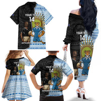 New Zealand Argentina Rugby Custom Family Matching Off The Shoulder Long Sleeve Dress and Hawaiian Shirt 2025 Los Pumas All Black Together LT14 - Polynesian Pride
