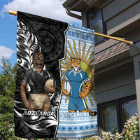 New Zealand Argentina Rugby Garden Flag 2025 Los Pumas All Black Together LT14 - Polynesian Pride