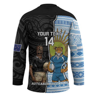 New Zealand Argentina Rugby Custom Hockey Jersey 2025 Los Pumas All Black Together LT14 - Polynesian Pride