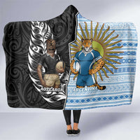 New Zealand Argentina Rugby Hooded Blanket 2025 Los Pumas All Black Together LT14 One Size Black - Polynesian Pride