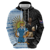 New Zealand Argentina Rugby Custom Hoodie 2025 Los Pumas All Black Together LT14 - Polynesian Pride