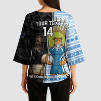New Zealand Argentina Rugby Custom Kimono Sleeve Blouse 2025 Los Pumas All Black Together LT14 - Polynesian Pride