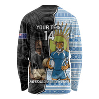 New Zealand Argentina Rugby Custom Long Sleeve Shirt 2025 Los Pumas All Black Together - Polynesian Pride