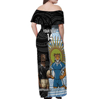 New Zealand Argentina Rugby Custom Off Shoulder Maxi Dress 2025 Los Pumas All Black Together LT14 - Polynesian Pride