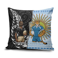 New Zealand Argentina Rugby Pillow Cover 2025 Los Pumas All Black Together LT14 Black - Polynesian Pride