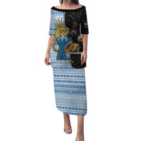 New Zealand Argentina Rugby Custom Puletasi 2025 Los Pumas All Black Together LT14 Long Dress Black - Polynesian Pride