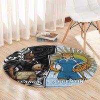 New Zealand Argentina Rugby Round Carpet 2025 Los Pumas All Black Together LT14 - Polynesian Pride