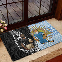 New Zealand Argentina Rugby Rubber Doormat 2025 Los Pumas All Black Together LT14 - Polynesian Pride