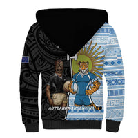 New Zealand Argentina Rugby Custom Sherpa Hoodie 2025 Los Pumas All Black Together LT14 - Polynesian Pride