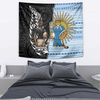New Zealand Argentina Rugby Tapestry 2025 Los Pumas All Black Together LT14 - Polynesian Pride