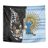 New Zealand Argentina Rugby Tapestry 2025 Los Pumas All Black Together LT14 - Polynesian Pride