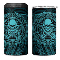 New Zealand Skull Darts 4 in 1 Can Cooler Tumbler Aotearoa Maori Chest Tattoo Stylized Teal LT14 One Size: 16 oz Teal - Polynesian Pride