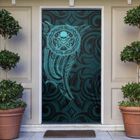 New Zealand Skull Darts Door Cover Aotearoa Maori Chest Tattoo Stylized Teal LT14 Teal - Polynesian Pride