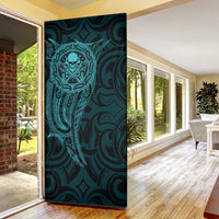 New Zealand Skull Darts Door Cover Aotearoa Maori Chest Tattoo Stylized Teal LT14 - Polynesian Pride