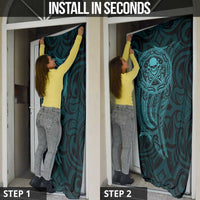 New Zealand Skull Darts Door Cover Aotearoa Maori Chest Tattoo Stylized Teal LT14 - Polynesian Pride