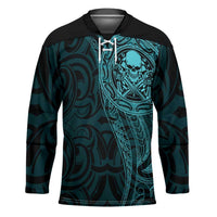 New Zealand Skull Darts Hockey Jersey Aotearoa Maori Chest Tattoo Stylized Teal LT14 Unisex Teal - Polynesian Pride