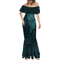 New Zealand Skull Darts Mermaid Dress Aotearoa Maori Chest Tattoo Stylized Teal LT14 - Polynesian Pride