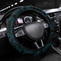 New Zealand Skull Darts Steering Wheel Cover Aotearoa Maori Chest Tattoo Stylized Teal LT14 Universal Fit Teal - Polynesian Pride