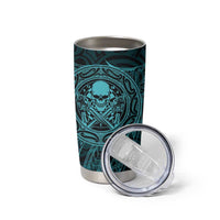 New Zealand Skull Darts Tumbler Cup Aotearoa Maori Chest Tattoo Stylized Teal LT14 - Polynesian Pride
