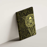 New Zealand Skull Darts Canvas Wall Art Aotearoa Maori Chest Tattoo Stylized Gold - Polynesian Pride