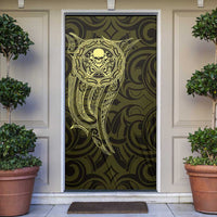New Zealand Skull Darts Door Cover Aotearoa Maori Chest Tattoo Stylized Gold LT14 Gold - Polynesian Pride