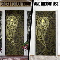 New Zealand Skull Darts Door Cover Aotearoa Maori Chest Tattoo Stylized Gold LT14 - Polynesian Pride