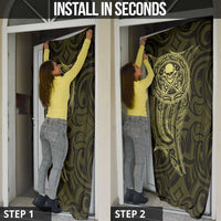 New Zealand Skull Darts Door Cover Aotearoa Maori Chest Tattoo Stylized Gold LT14 - Polynesian Pride