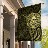 New Zealand Skull Darts Garden Flag Aotearoa Maori Chest Tattoo Stylized Gold LT14 House Flag Gold - Polynesian Pride