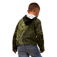 New Zealand Skull Darts Kid Hoodie Aotearoa Maori Chest Tattoo Stylized Gold LT14 - Polynesian Pride