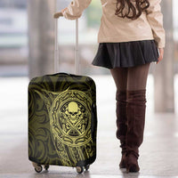 New Zealand Skull Darts Luggage Cover Aotearoa Maori Chest Tattoo Stylized Gold - Polynesian Pride