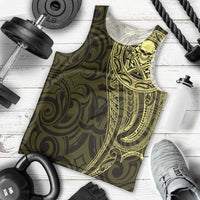 New Zealand Skull Darts Men Tank Top Aotearoa Maori Chest Tattoo Stylized Gold LT14 - Polynesian Pride