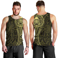 New Zealand Skull Darts Men Tank Top Aotearoa Maori Chest Tattoo Stylized Gold LT14 - Polynesian Pride