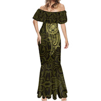 New Zealand Skull Darts Mermaid Dress Aotearoa Maori Chest Tattoo Stylized Gold LT14 - Polynesian Pride