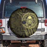 New Zealand Skull Darts Spare Tire Cover Aotearoa Maori Chest Tattoo Stylized Gold LT14 Gold - Polynesian Pride