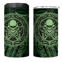 New Zealand Skull Darts 4 in 1 Can Cooler Tumbler Aotearoa Maori Chest Tattoo Stylized Green LT14 One Size: 16 oz Green - Polynesian Pride