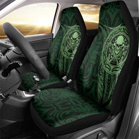 New Zealand Skull Darts Car Seat Cover Aotearoa Maori Chest Tattoo Stylized Green - Polynesian Pride